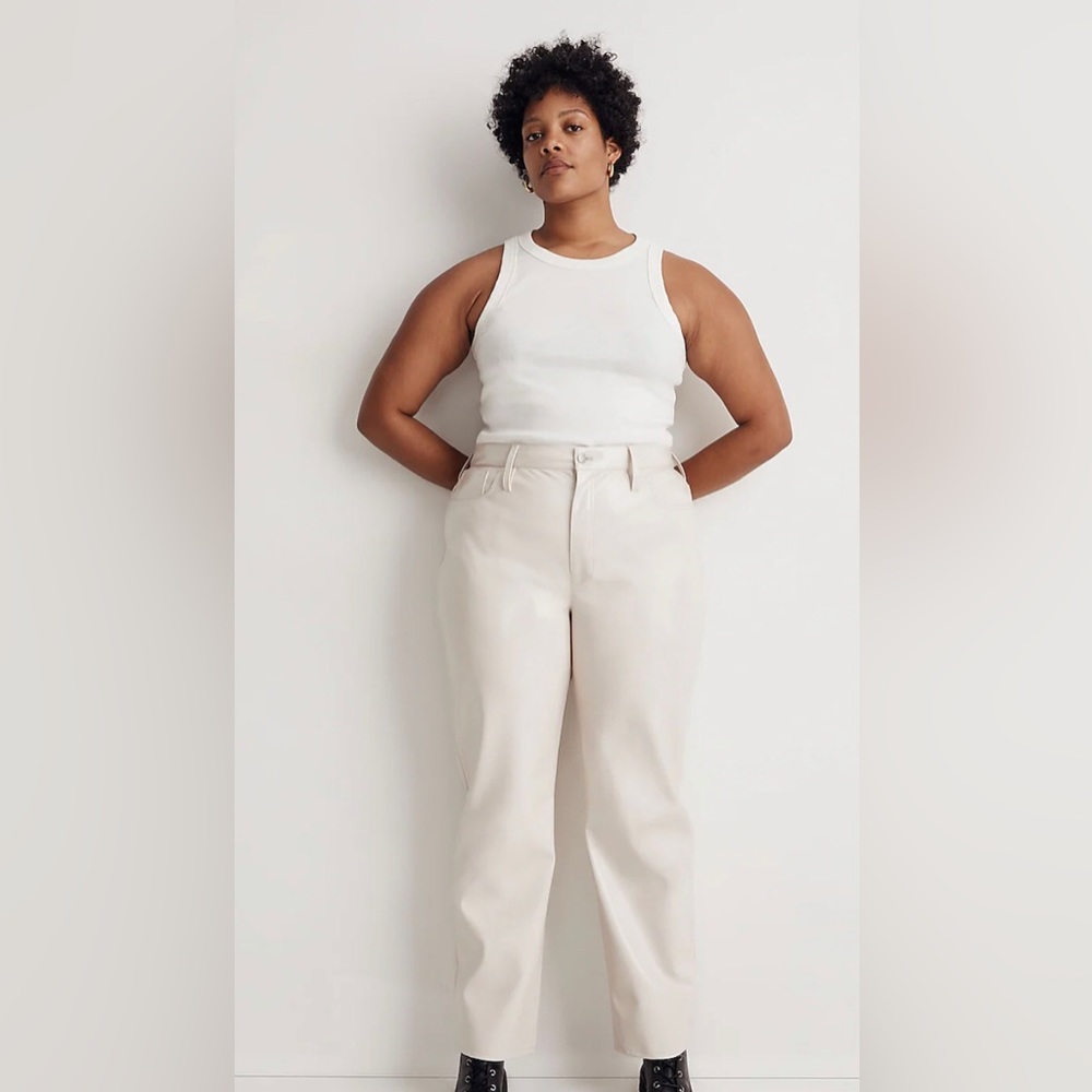 Madewell by J Crew Plus Perfect Vintage Faux Leather. Pants. Ivory. Plus. NWT